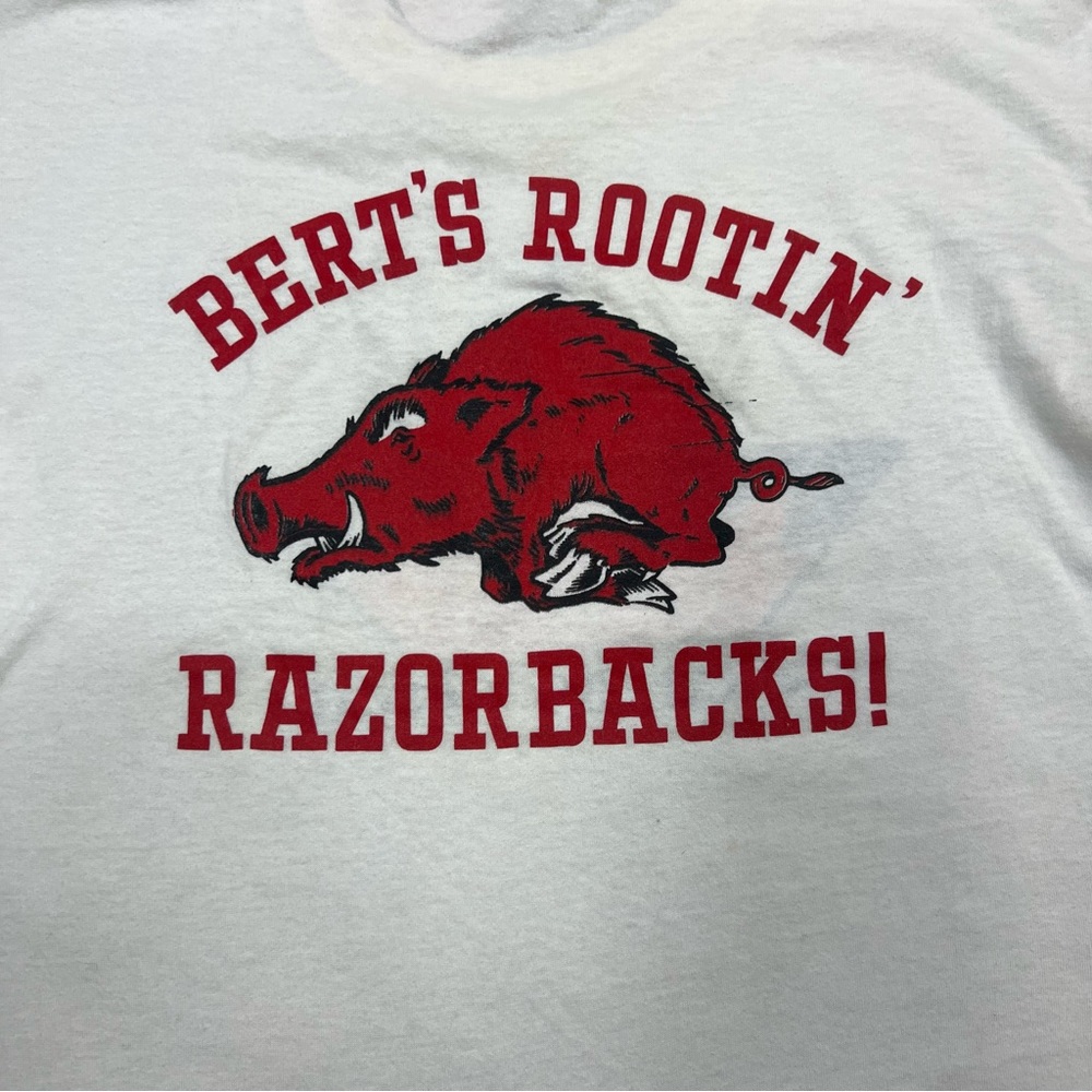 Vintage AR Razorback shirt mens XL white Bert’s rootin 90s streetwear retro‎ - Picture 3 of 13